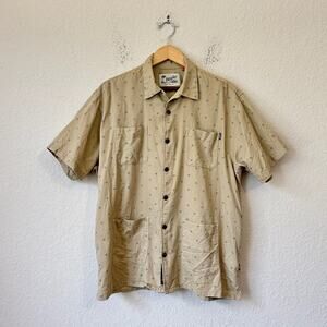HOWLER BROTHERS Sunset Scout Shirt Khaki Button Up Waffle Cotton Y2K